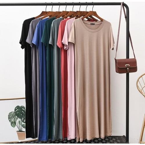 New Ladies Basic Sleep Shirt Sexy Lingerie Solid Long Nightgown Modal Sleepwear Summer Loose Pregnant woman Nighty Nightdress