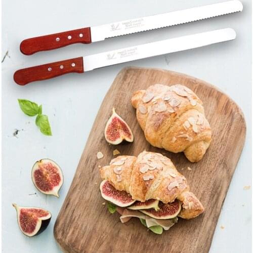 Toast Knife Steel Serratd Bread Knife Toast Slicing Knives Cake Slicer Baking Pastry Cutter Serrated Blade Cake Knife