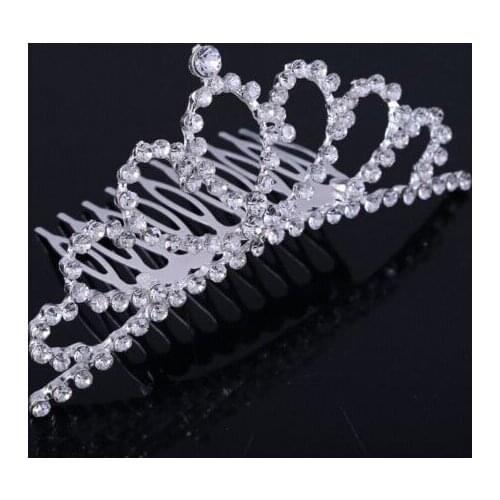 Wholesale Bridal Wedding Rhinestone Crown Heart Crown Pageant Silver Plated Women Children Tiaras Headband Accessories