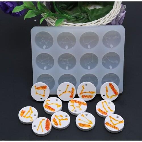 New 1PCS Charms Craft DIY Transparent UV Round 12 Constellations Resin Liquid Silicone Combination Molds for Making Jewelry