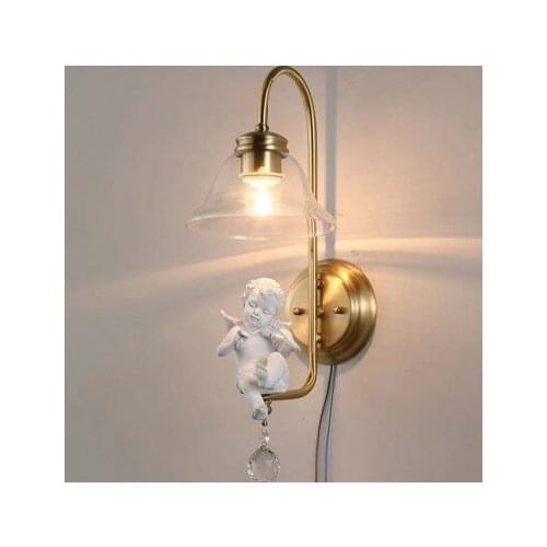 All copper creative angel wall light modern minimalist dining room bedroom bedside aisle lamp living room TV wall lamps