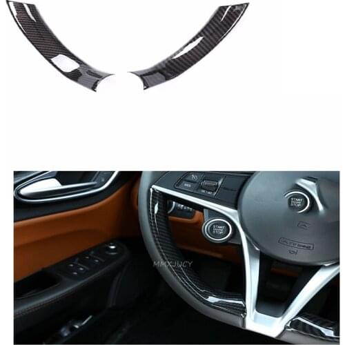Steering Wheel Frame Cover Decor Trim Sticker Cover fit for Alfa Romeo Giulia 2017 2018 Carbon Fiber Printed ABS