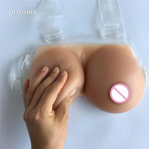 1000g fake silicon breasts d cup realistic boobs with bra straps crossdress silicon breast forms cosplay props tan skin