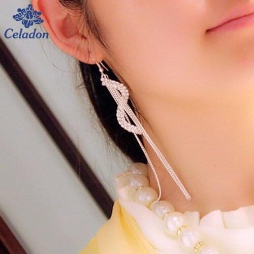 Christmas gifts Brand Charm Bridal Jewelry Geometric Letters Rhinestone Tassel Personality Crystal Earrings for Women
