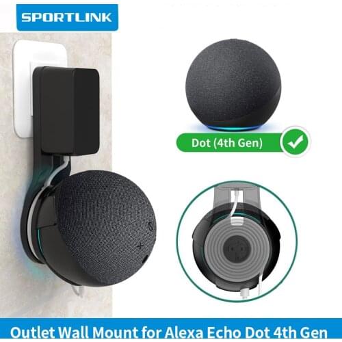 Sportlink Outlet Wall Mount For Echo Dot 4th Generation,Smart Speaker Holder Bracket For Amazon Alexa Dot 4 Saving Space Hanger