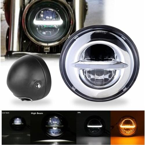 6.5” Led lights for Motorcycle Headlights White Yellow Hi Lo Lamp Cafe Racer Scrambler Spotlight Fog Lights