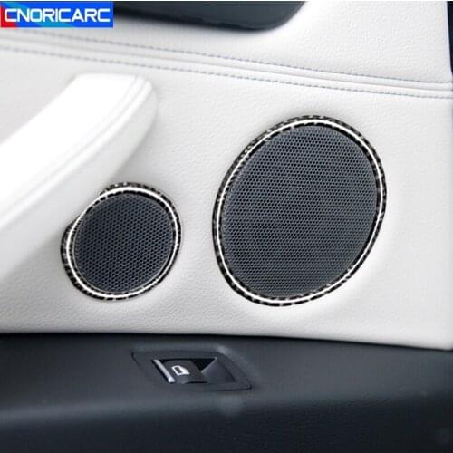 Carbon Fiber Car Styling Door Stereo Speaker Decoration Cover Stickers Trim For BMW X5 F15 X6 F16 2014-2018 Interior Accessories