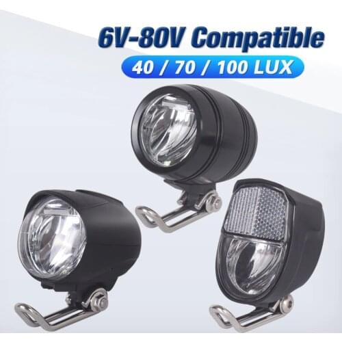 6V-80V 24V 36V 48V 60V Universal Compatible Electric bicycle E-bike Headlight Front Light Headlamp 1W 2W 3W 40 70 100 LUX