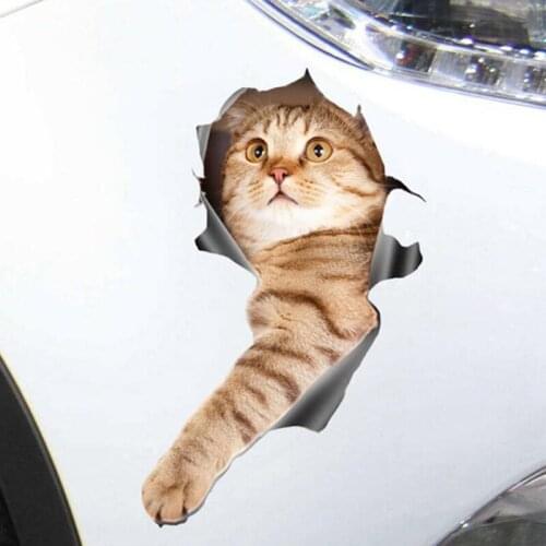 Cat Vivid 3D Smashed Switch Wall Sticker Bathroom Toilet Kicthen Decorative Decals Funny Animals Decor Poster PVC Mural Art