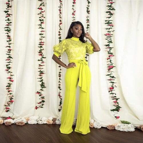 RMSFE 2021 Womens Short Sleeve Fashion Half High Collar Embroidered Casual Loose Leg Jumpsuit