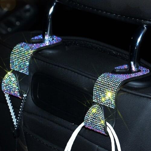 1Pc Universal Car Rear Back Seat Hooks For Hanging Auto Products Universal Car Hanger Bag Organizer Holder Colorful Rhinestones