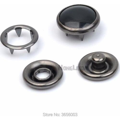 100 sets / lot #333 metal brass 12mm 4 part buttons black pearl prong snap button fastener black nickle / gun metal color