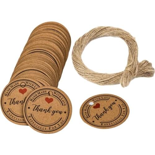 100x Lots Round Thank You Gift Tags Hanging Tags Decorative Tags Favor Decor