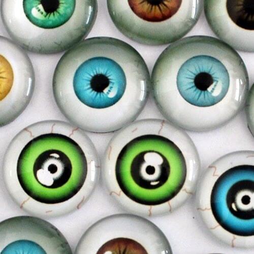 30mm Random Mixed Style Eyes Round Glass Cabochon Flatback Photo Base Tray Blank DIY Making Accessories 10pcs/lot K03769