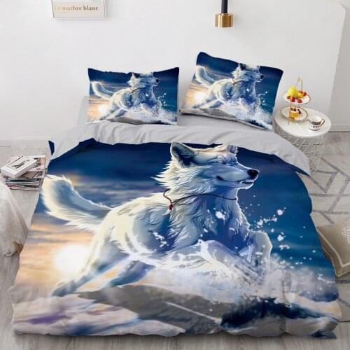3D Design Wolf Pattern Comforter Shall Duvet Quilt Cover Pillow Case Bedding Set Single Double King Size Home Textile