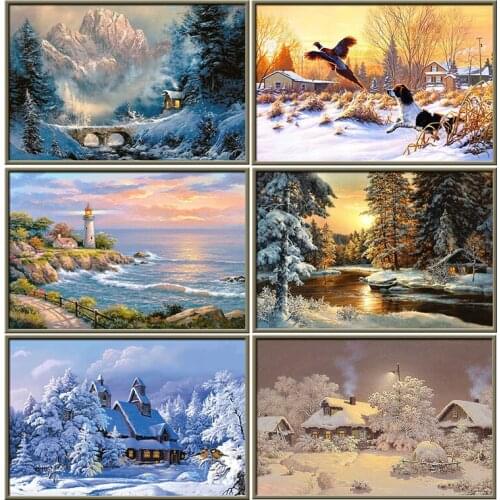 Diamond Painting Picture of Rhinestones Town landscape diamant painting Embroidery Beadwork 5D Cross DIY PHOTO CUSTOM