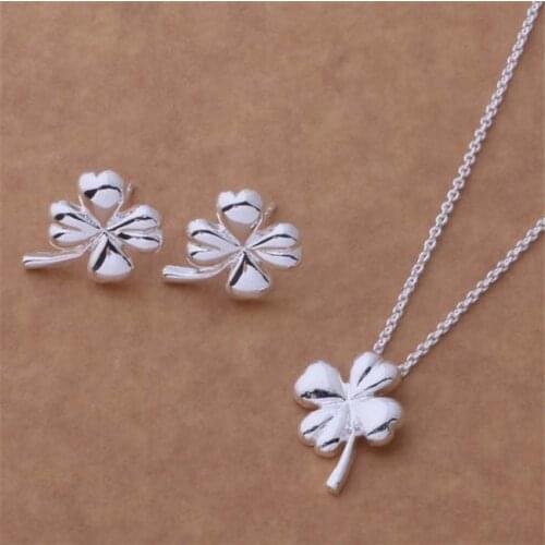 AS213 Hot Sale Silver Plated Color Jewelry Sets For Women Wholesale High Quality Classic Earring 330 + Necklace 591