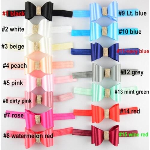 10pcs/lot ,7cm satin bow ribbon fabric bowknot with 5/8'' fold over elastic for girls headbands hair accessories