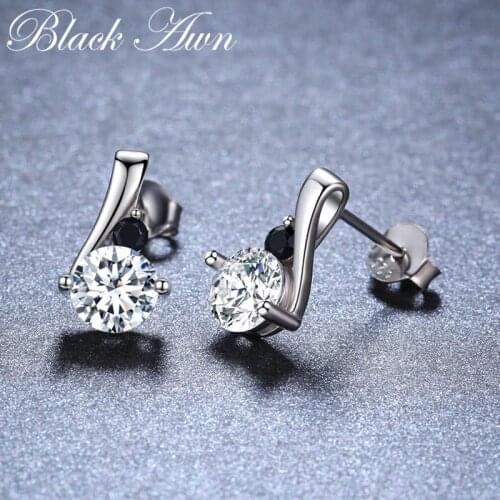 BLACK AWN New 925 Sterling Silver Fine Jewelry Trendy Engagement Earrings for Women Female Wedding Earrings I114