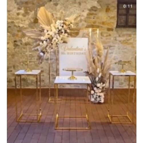 Grand Event Party Backdrops Iron Frame Flower Arch Plinth Table For Birthday Wedding Cake Dessert Cookie Fruit Crafts Display