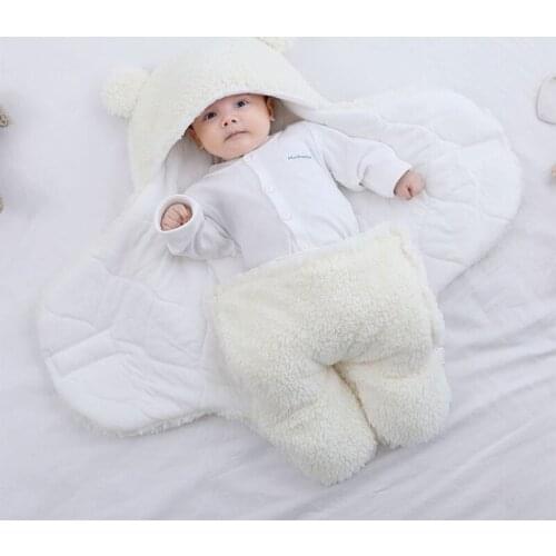 Baby Sleeping Bag Ultra-Soft Fluffy Newborn Receiving Blanket Clothes Nursery Swaddle Wrap Sleepsack for Infant Boys Girls