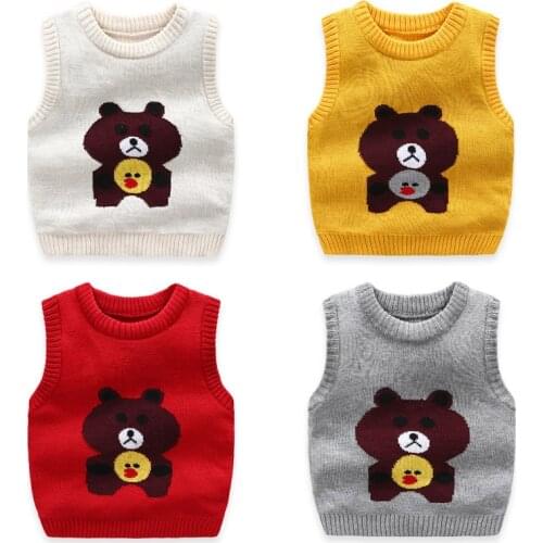 Baby children knitted vest sweaters waistcoats 2019 winter cotton casual o-neck pullovers boys and girls clothes vests chandails