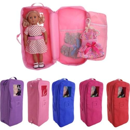 Doll Travel Case Suitcase Storage Bag Carry Bag For 18 Inch Dolls USA Girl
