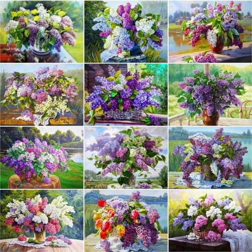 Evershine Diamond Painting Lilac Embroidery Sale Diamond Mosaic Flower Full Square Round Drill Cross Stitch Home Decoration Art