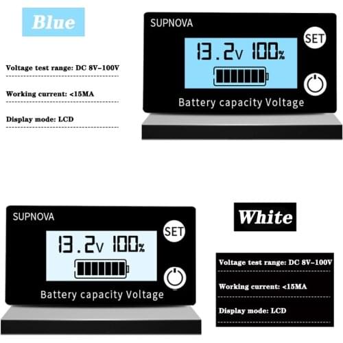 Mini DC 10V-100V Battery Capacity Indicator Lead Acid Lithium LiFePO4 Car Motorcycle Voltmeter Voltage Gauge 12V 24V 48V 72V