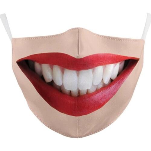 Reusable Washable Breathable Cotton dustproof Mask Creative Funny Mouth Face Mask halloween Gift Party cosplay Accessories props