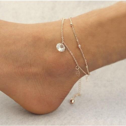 Fashion Jewelry Individuality Rose Flower Anklets Simple Style Double-layer Anklet For Women