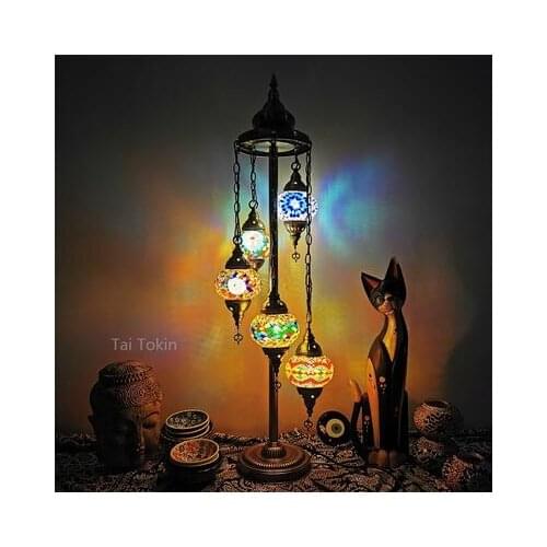 Retro floor lamp bedroom living room bar national handmade romantic Turkey color 5 floor lamps