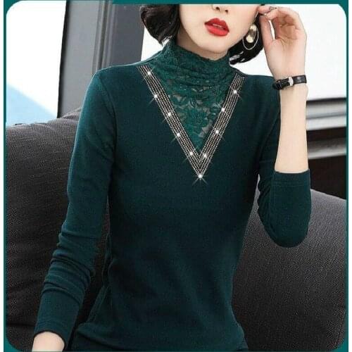 2021 Middle-aged Mother Autumn Sweaters Pullovers Oversize Tops Women Half Turtleneck Sweater Knitted Femme Jumper Mujer Y77