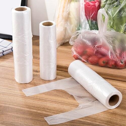 100Pcs Transpare Roll Fresh-keeping Plastic Bags of Vacuum Food Saver Bag 3 Sizes Food Storage Bags with Handle Keep Fresh