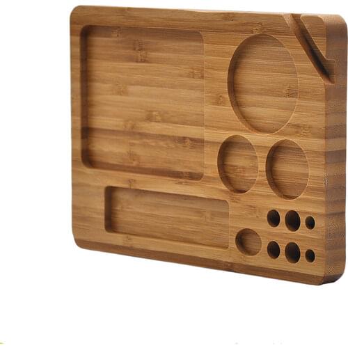 Wood Rolling Tray Rolling Paper Console Multipurpose Tobacco Grinding Tray Pure Solid Durable Wood(9.1"x6.3"x0.8")