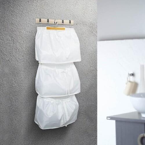 Hanging Laundry Basket Bag Dirty Clothes Detachable Classification Storage Bag Set with Hanger Wall Hanging Storage Bag