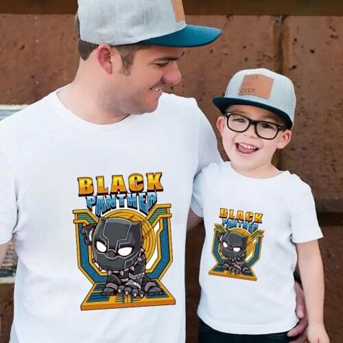 Family Matching Clothes Mother Father Daughter Son Kids Baby T-Shirt Parent-Child Black Panther T-Shirts Tee Tops