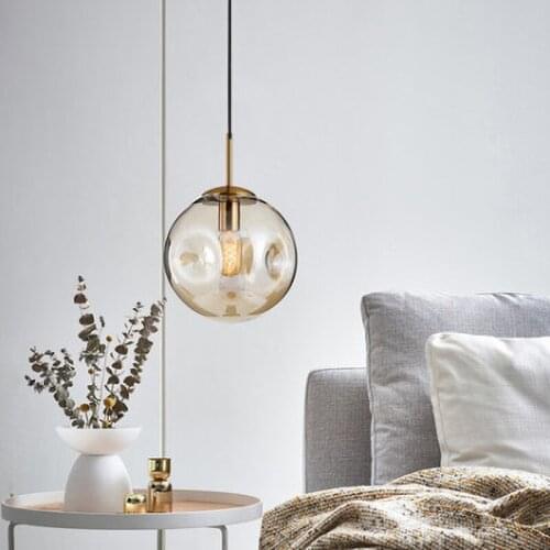 Modern Nordic simple creative loft glass ball LED Pendant Lights LED E27 Pendant Lamp for living room restaurant bedroom kitchen