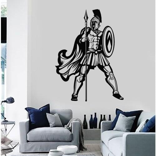 Spartan Ancient Greek Warrior Shield Spear Vinyl Wall Decal Home Living Room Bedroom Art Decoration Sticker Mural Wallpaper