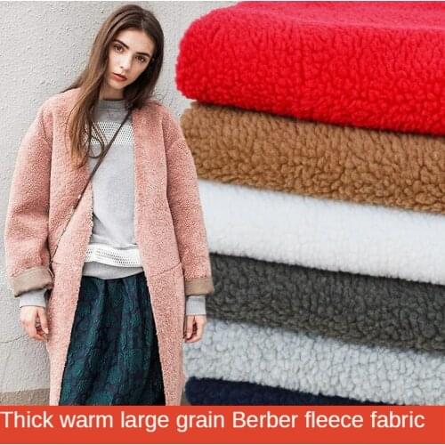 Thickened Cashmere Fleece Fabric Clothing Lining Coral Wool Plush Hats Warm Coat for Sewing DIY Solid Color Blue Black White