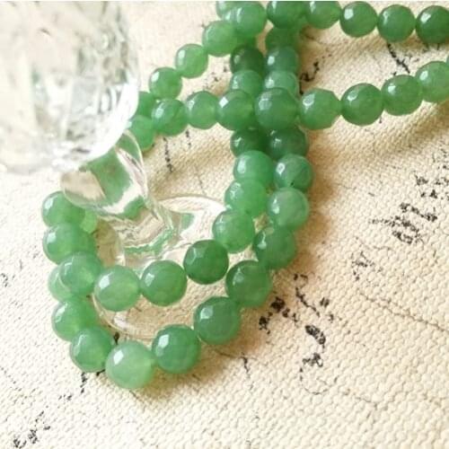 8MM 98Pcs Vintage Green Natural Stone Ground Brilliant Shape Loose Bead Strands Jewelry Beads