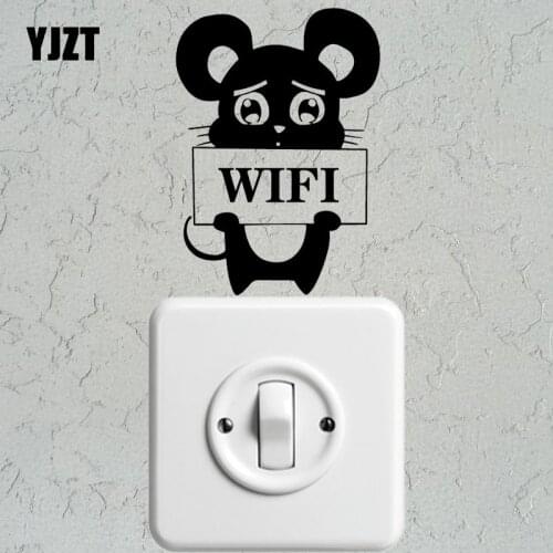 YJZT Funny Mouse WIFI Vinyl Switch Sticker Wall Decal Cartoon Decor Cute Animal S19-0802