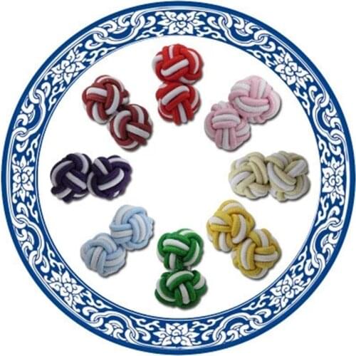 Novelty Silk knots Cufflinks Multicolor Handmade Elastic Double Rope Ball Cuff Links Button For Men Shirt Birthday Gift Party