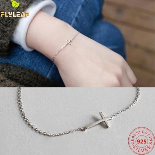 925 Sterling Silver Cross Thin Charm Bracelet For Women Simple Style Female Fashion Jewelry High Quality