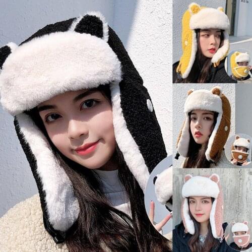Winter Warm Faux Lambswool Earflap Windproof Face Cover Hat with Breathing Valve hats for women fashion