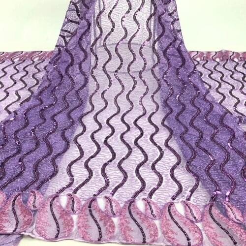 14colors high quality lilac purple African sequins French net lace fabric tulle lace fabric with wonderful embroidery FZZ416