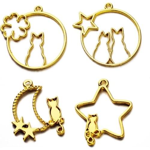 2Pcs Cat Pendant Blank UV Resin Frame Pendant Open Bezel Setting Jewelry Making