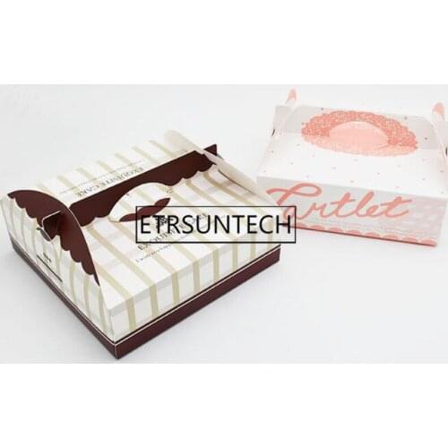 50pcs 8 inch Pizza Box Food Packaging Paper Box with Handle Pizza Boxes Party Supplies 20.5x20.5x6.5cm