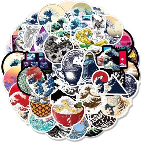 50PCS/Pack Huge Waves Graffiti Stickers For Laptop Notebook Motorcycle Skateboard Computer Luggage Decal Sticker Toy