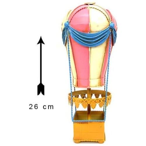 Antique Decor Metal Hot Air Balloon Pink Vintage Trinket Miniature Gift Nostalgic Handmade Hand Painted Art Quality Home Room